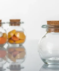 12 Barattolini in Vetro 50 ml Tappo in Sughero Base Cilindrica porta confetti